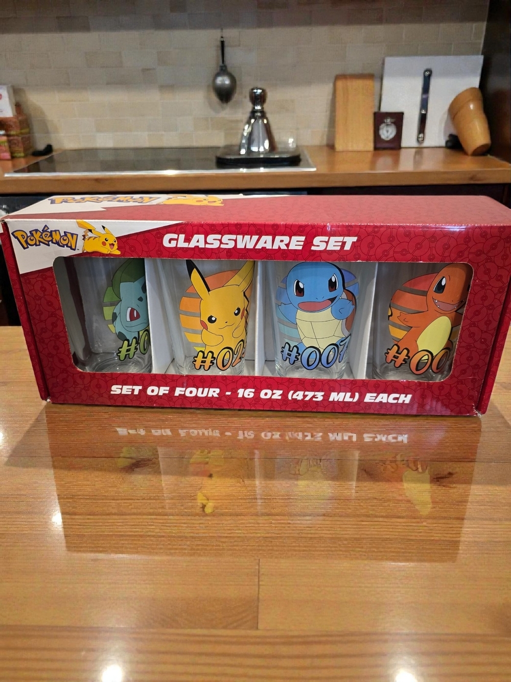 Pokémon Glassware Set - Pikachu, Bulbasaur, Squirtle, Charmander